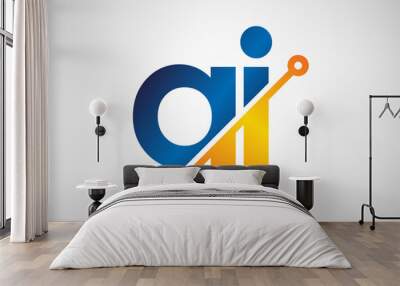 Initial letter AI modern logo design. Artificial intelligence icon vector illustration Wall mural