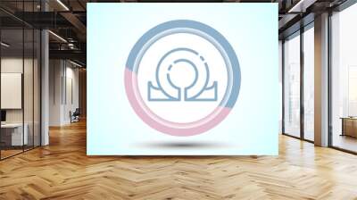 Omega Icon Design Illustration, Omega Letter Icon For Apps and Websites, Pastel Color Button Design Wall mural