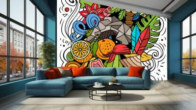 Barbados cartoon vector doodle illustration Wall mural