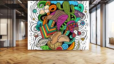 Bolivia hand drawn cartoon doodles illustration. Wall mural