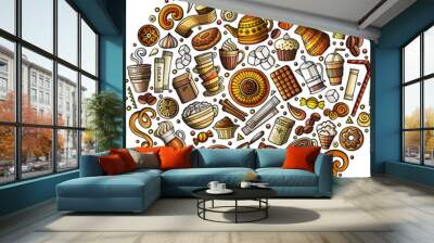 Cafe cartoon round illustration Wall mural