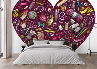 Colorful set of Handmade cartoon doodle objects, symbols and items Wall mural