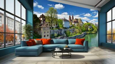 View of the historical neighborhood Grossbasel. City of Basel, Switzerland. Wall mural