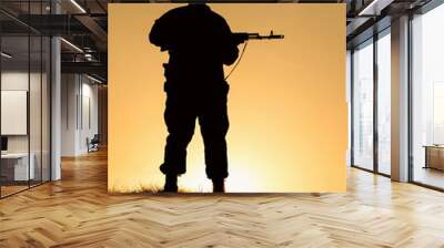 silhouette of a soldier with a gun Wall mural