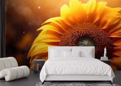 a close up of a sunflower Wall mural