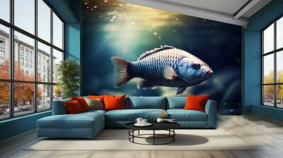 a fish swimming in the water Wall mural