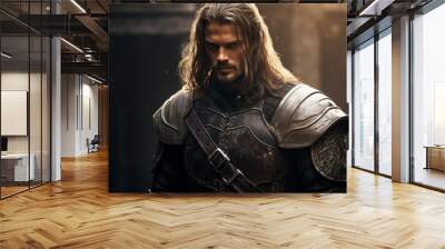 a man in armor with long hair Wall mural