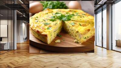 a plate of food with eggs and parsley Wall mural