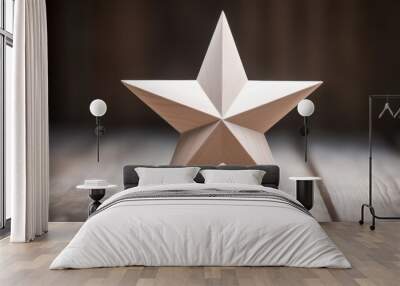 a white star on a wood surface Wall mural