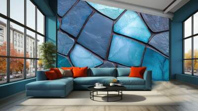 abstract blue stone pattern background Wall mural