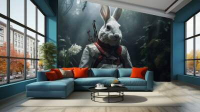 Adventurous rabbit in the forest Wall mural