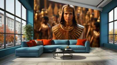 ancient egyptian pharaoh in ornate headdress Wall mural