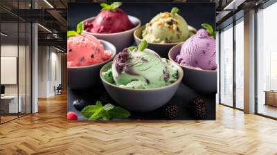 Assortment of colorful homemade ice cream scoops Wall mural