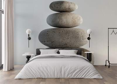 Balanced rock stack on gray background Wall mural