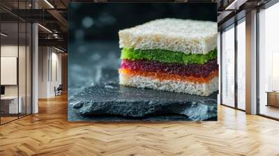 Colorful vegetable sandwich on dark background Wall mural