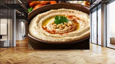 Delicious homemade hummus in a bowl Wall mural