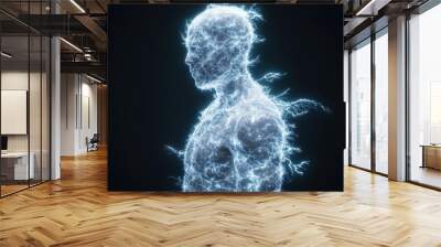 Glowing electrical human figure Wall mural