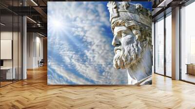 Majestic stone statue against cloudy sky Wall mural