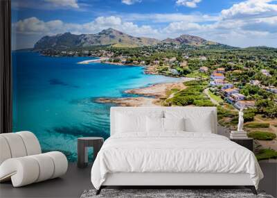 Aerial view with Sant Pere beach of Alcudia, Mallorca island, Spain Wall mural