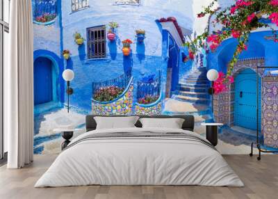 Amazing street and architecture of Chefchaouen, Morocco, North Africa Wall mural