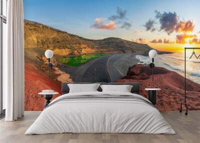 El Golfo, Lanzarote: A stunning green lagoon located in a volcanic crater. Wall mural