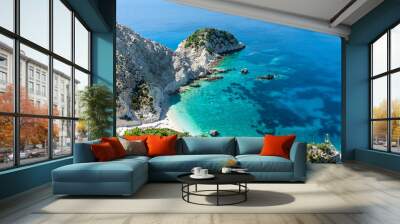 Landscape with Agia Eleni beach on Kefalonia, Ionian island, Greece Wall mural