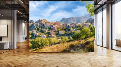 Landscape with Speloncato village in Corsica, French Wall mural