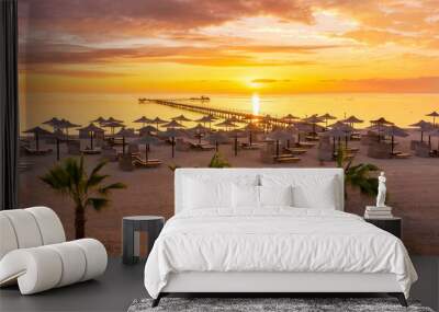 Landscape with three corners fayrouz beach resort at sunrise in Marsa Alam, Egypt Wall mural