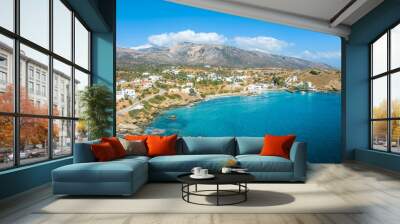 Landscape with Tigani and Moutsouna beach, Naxos island, Greece Cyclades Wall mural