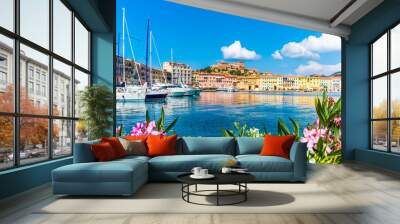 Old town and harbor Portoferraio, Elba island, Italy Wall mural