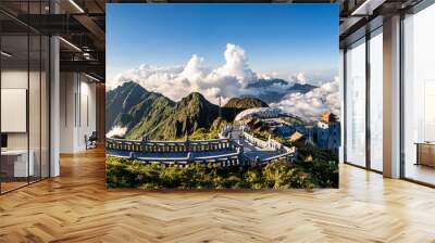 Pagoda at the top of mount Fanispan, Sapa region,  Lao Cai, Vietnam Wall mural