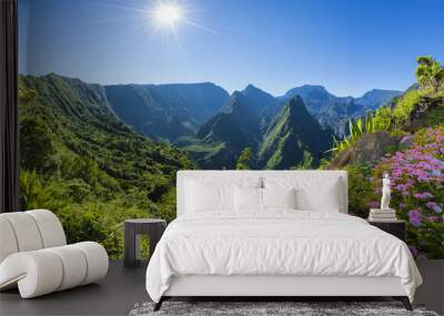 Panorama of Cirque de Mafate on the Island La Reunion, France Wall mural