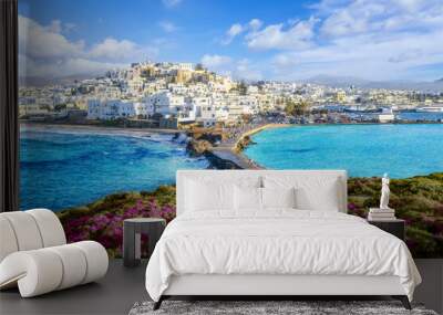 Panorama of Naxos Chora town, Naxos island, Greece Cyclades Wall mural