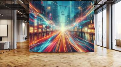 2 Energy Pulse Electric sparks from the tram line animate the tr Wall mural