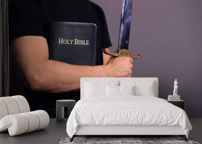 Young Athletic Man with His Bible and Sword Wall mural