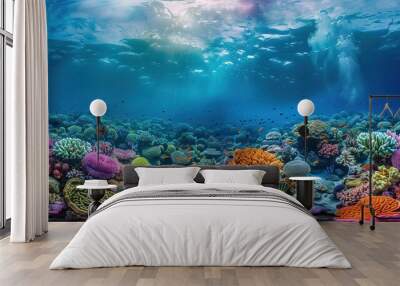 Underwater coral reef landscape super wide Wall mural