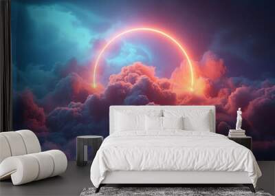 cloud illuminated with neon ring Wall mural