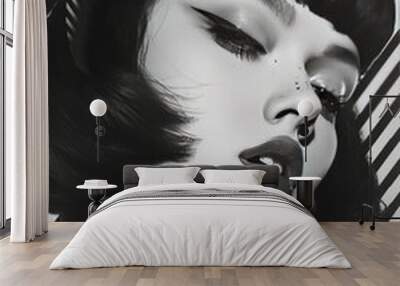 Monochrome Urban Style Retro Futuristic Girl Wall mural