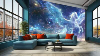 pegasus born from stars fantasy galaxy art Wall mural