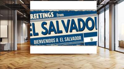 Greetings from El Salvador vintage rusty metal plate Wall mural