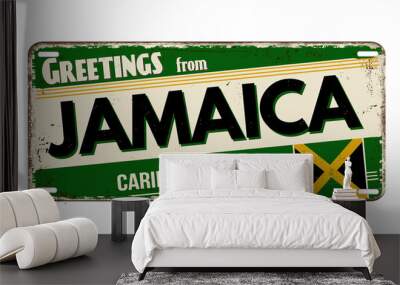 Greetings from Jamaica vintage rusty metal plate Wall mural