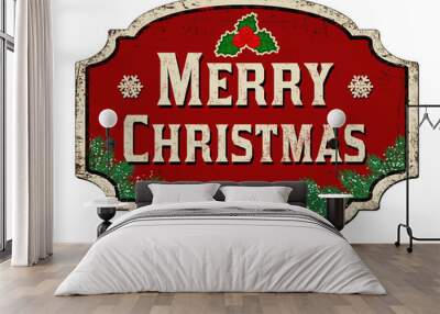 Merry Christmas vintage rusty metal sign Wall mural