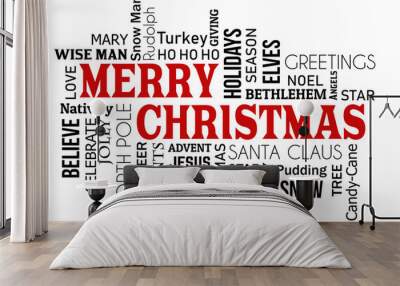 Merry Christmas word cloud concept Wall mural