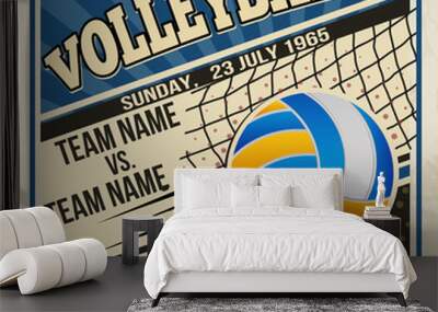 Retro voleyball poster design Wall mural