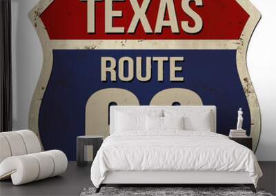 Texas, Route 66 vintage rusty metal sign Wall mural