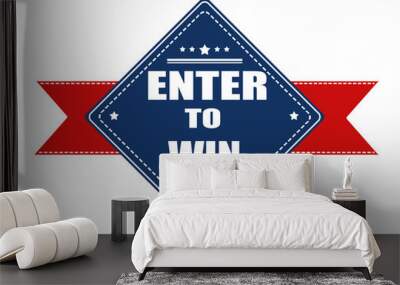 Enter to win label with ribbon Wall mural