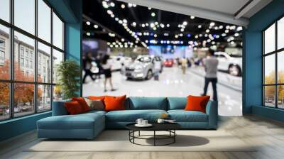 blur photo of motor show, car show room Wall mural