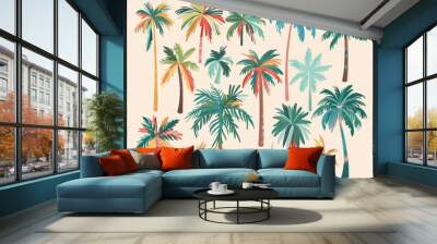 palm tree hand drawn flat design Wall mural