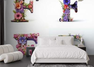 floral alphabet set Wall mural