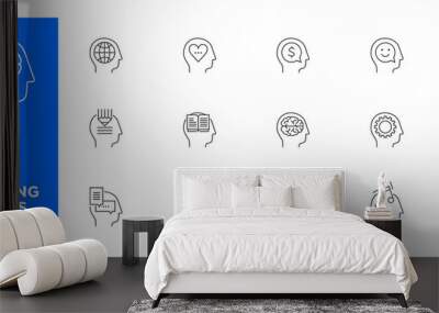 Set of Thinking heads line icons - Modern icons	 Wall mural